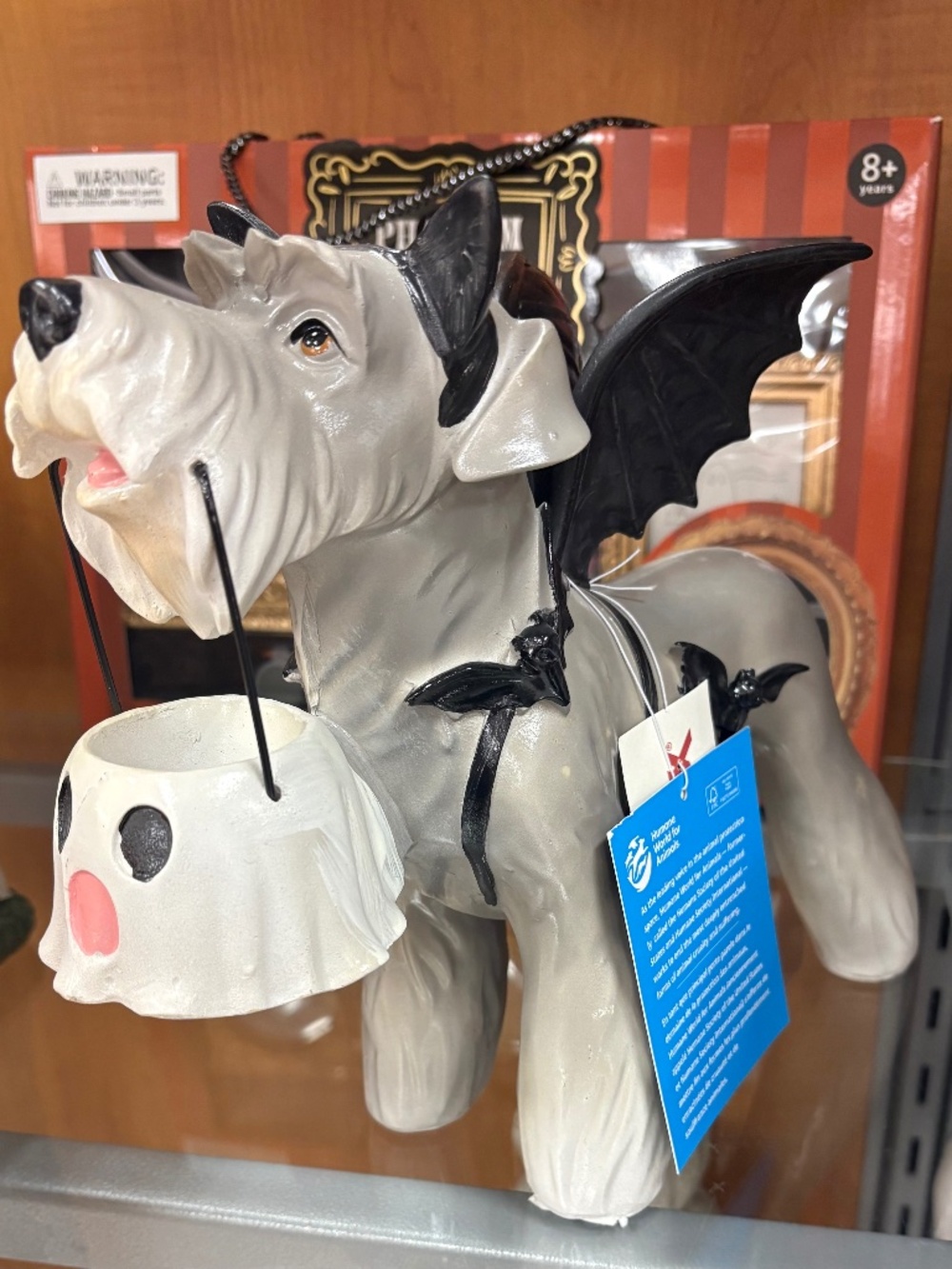 NWT Halloween Carnival Resin Bat Schnauzer Dog Viral Gray